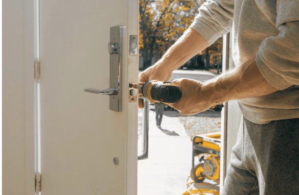 Service van and tools on a commercial door maintenance round
